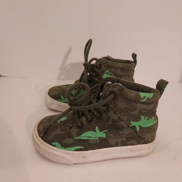 Old Navy Green Dinosaur Lace Up HighTop Sneakers in Size 6 - Picture 2 of 11